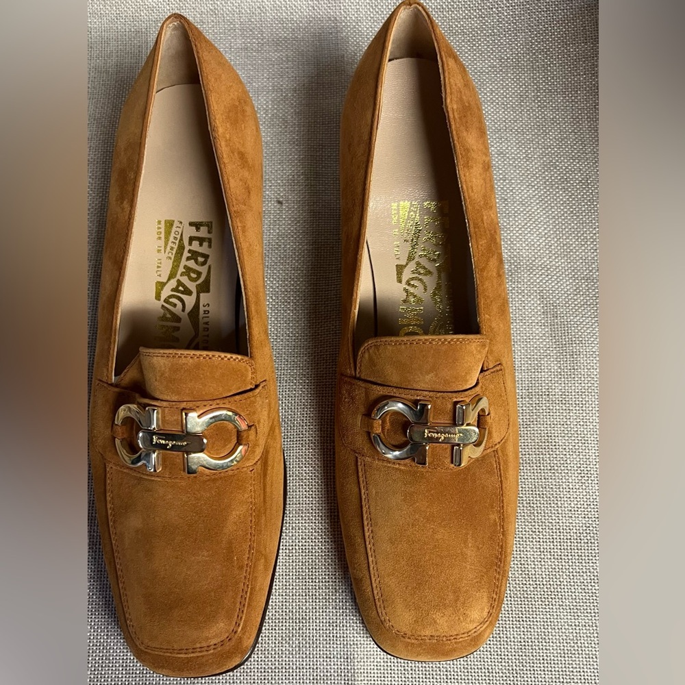 Salvatore Ferragamo Tan Suede Loafers